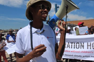 Young person with megaphone